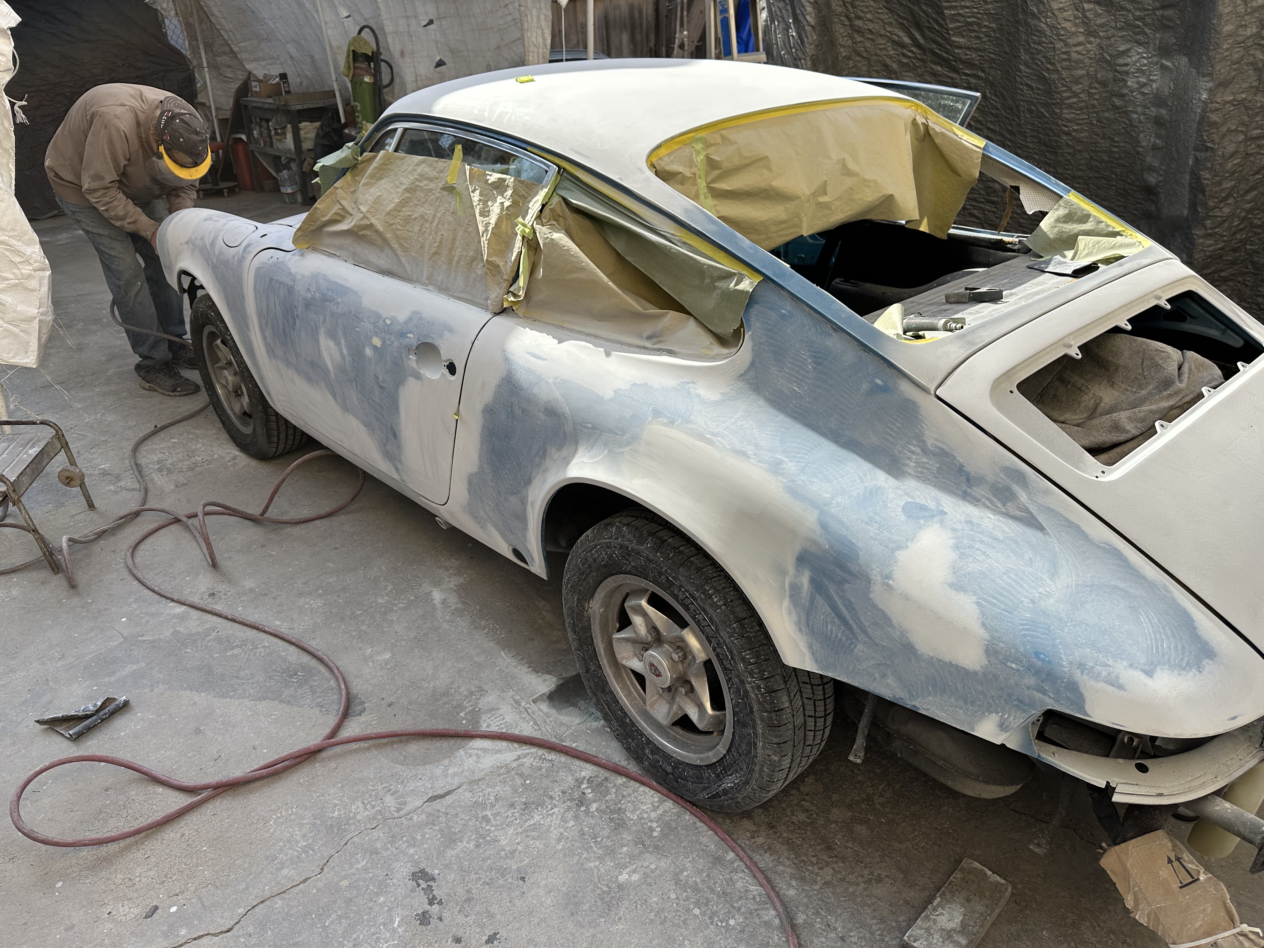 Body restoration work on the 1976 Porsche 912E